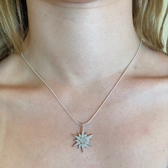 Sterling Silver Cz Star Necklace - Picture 8 of 13
